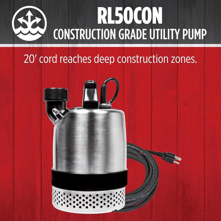 Red Lion 1/2HP 2400 GPH Heavy Duty Submersible Utility Pump, large image number 6