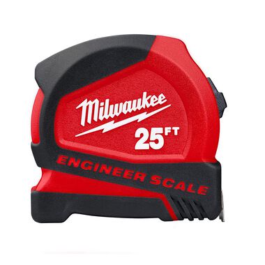 Milwaukee 25' Compact Tape Measure with Engineer Scale
