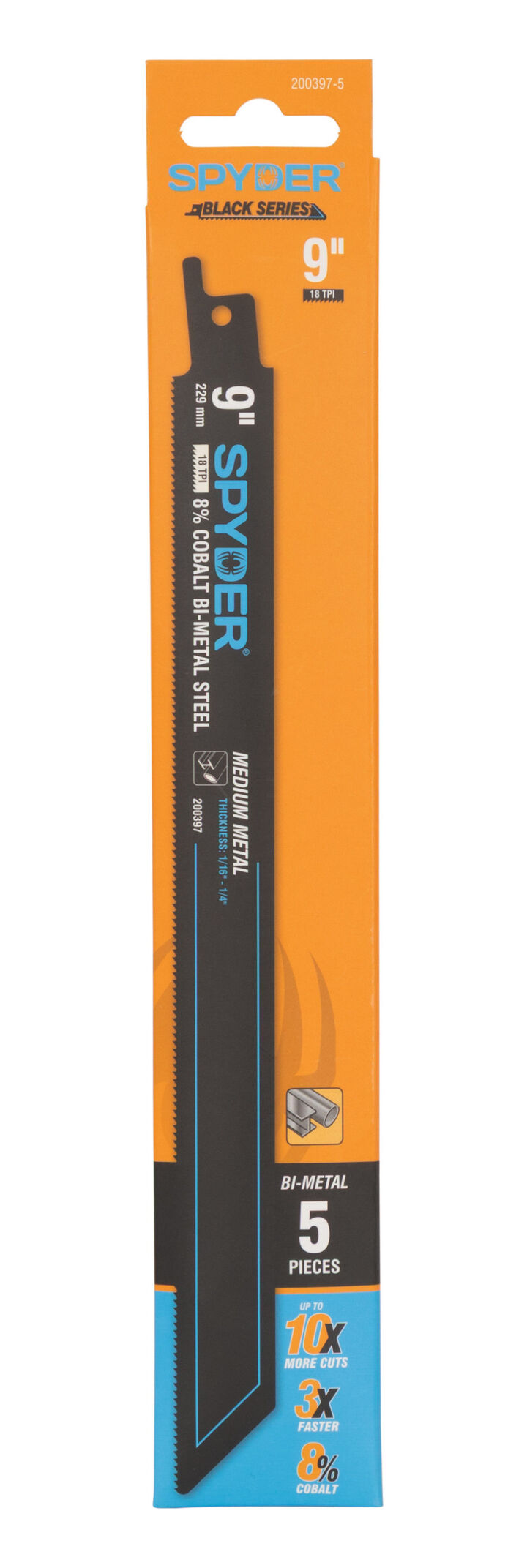 Spyder 9 Inch 18 TPI Metal Cutting Bi-Metal Reciprocating Saw Blade, 5 Pieces, large image number 3