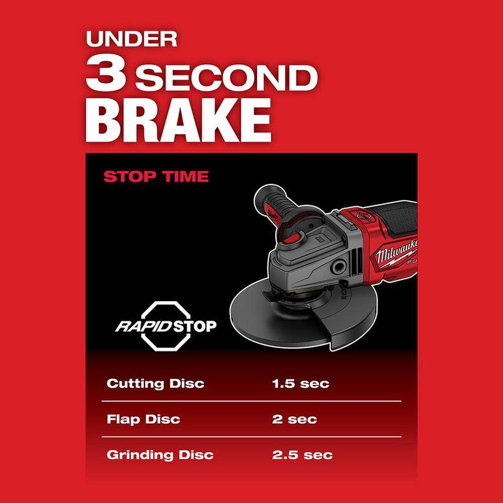 Milwaukee M18 FUEL 4 1/2inch-6inch No Lock Braking Grinder with Paddle Switch Kit, large image number 4