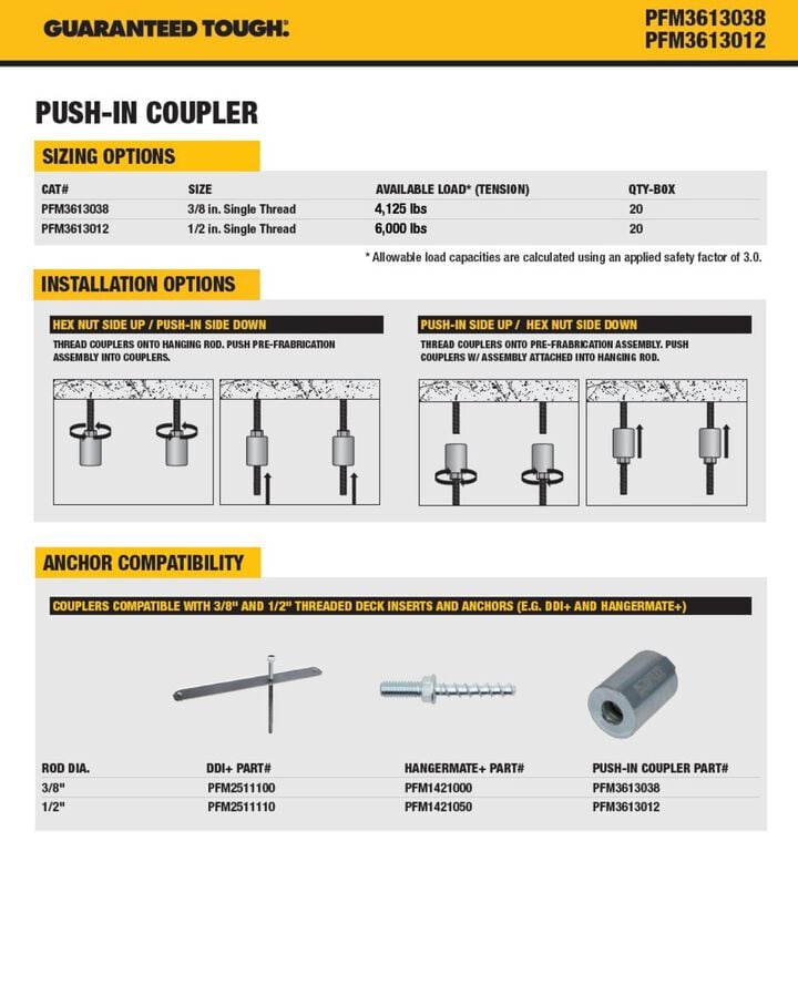 DEWALT 1/2 Inch-13 Push-In Thread Coupler for Threaded Rod 20 Pieces, large image number 3