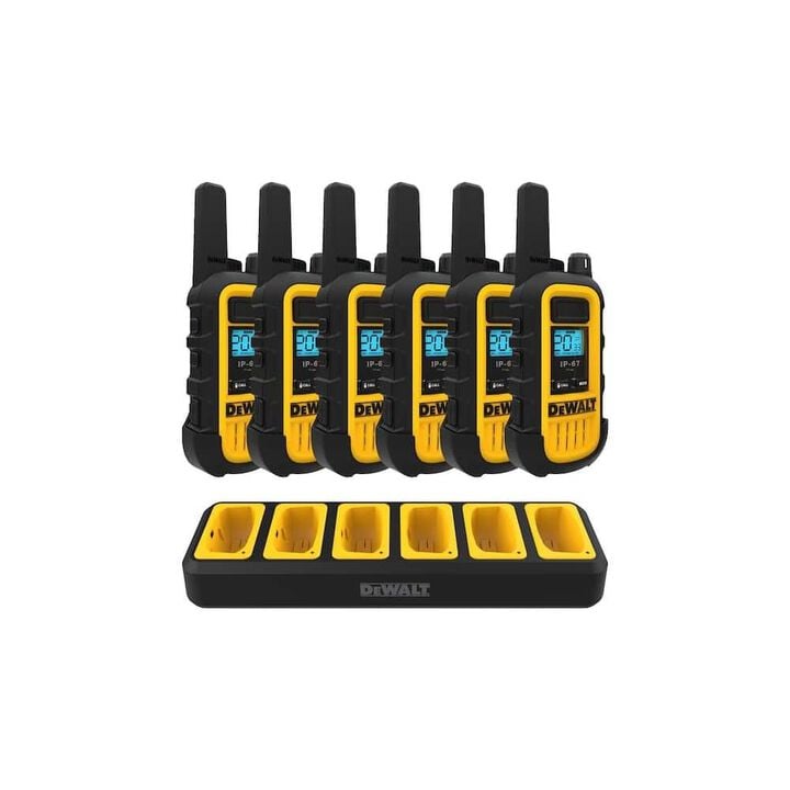 DEWALT Heavy-Duty 1W Walkie Talkies with 6-Port Gang Charger 6pk