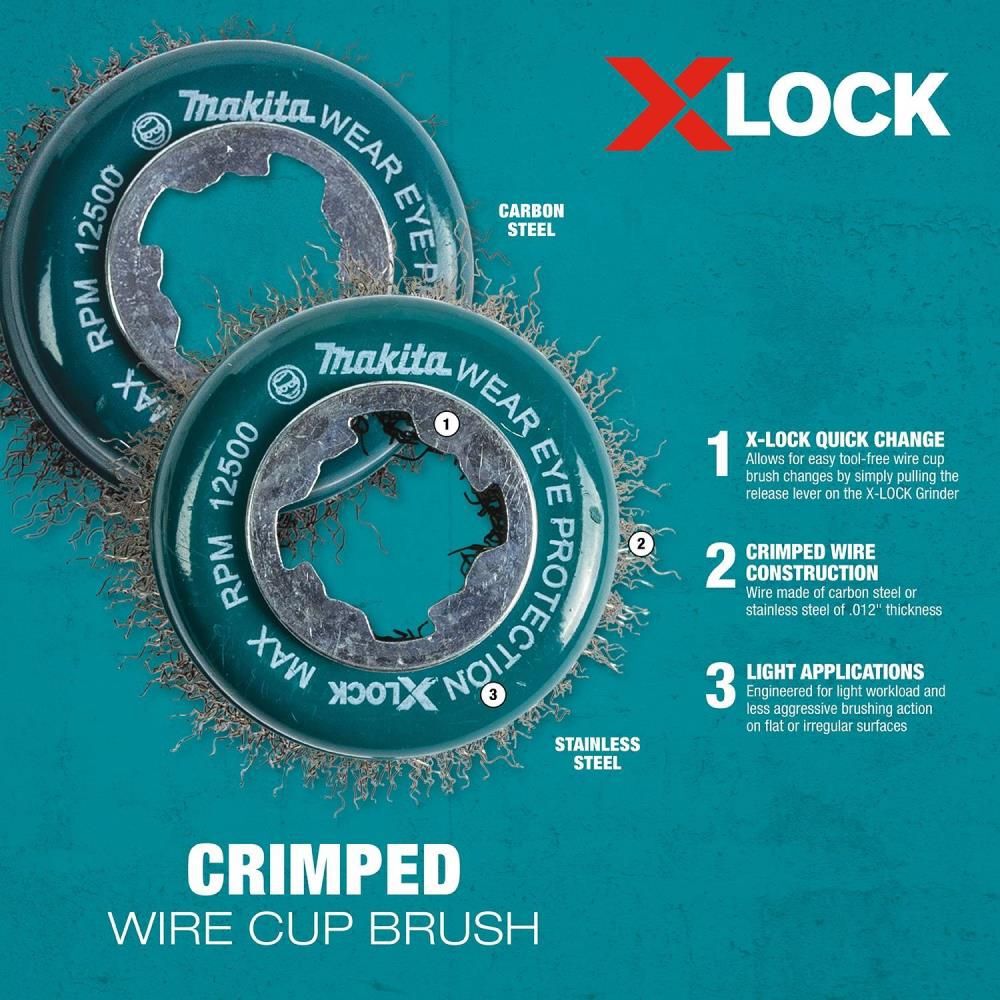 Makita X-LOCK 3in Carbon Steel Crimped Wire Cup Brush, large image number 11