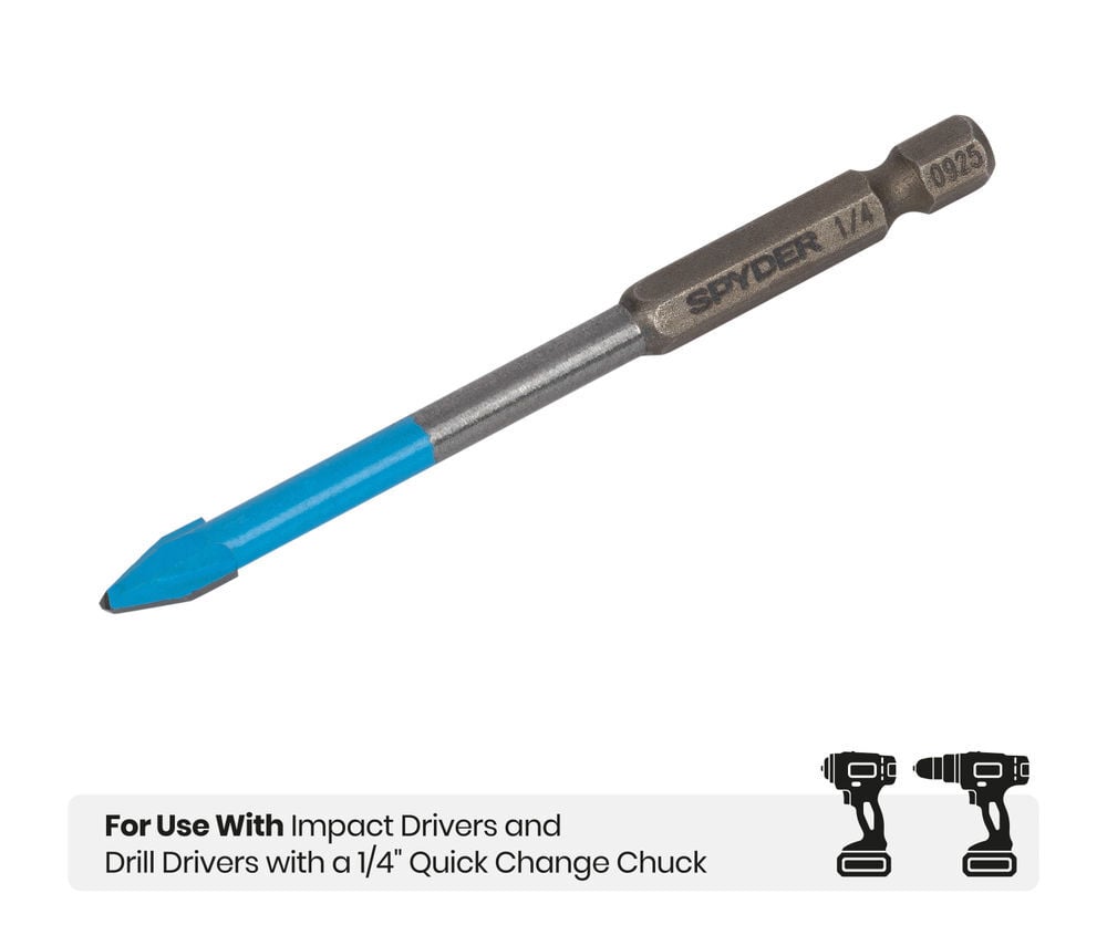 Spyder 1/4 Inch x 3.5 Inch Tile & Glass Drill Bit, Carbide-Tipped, large image number 7