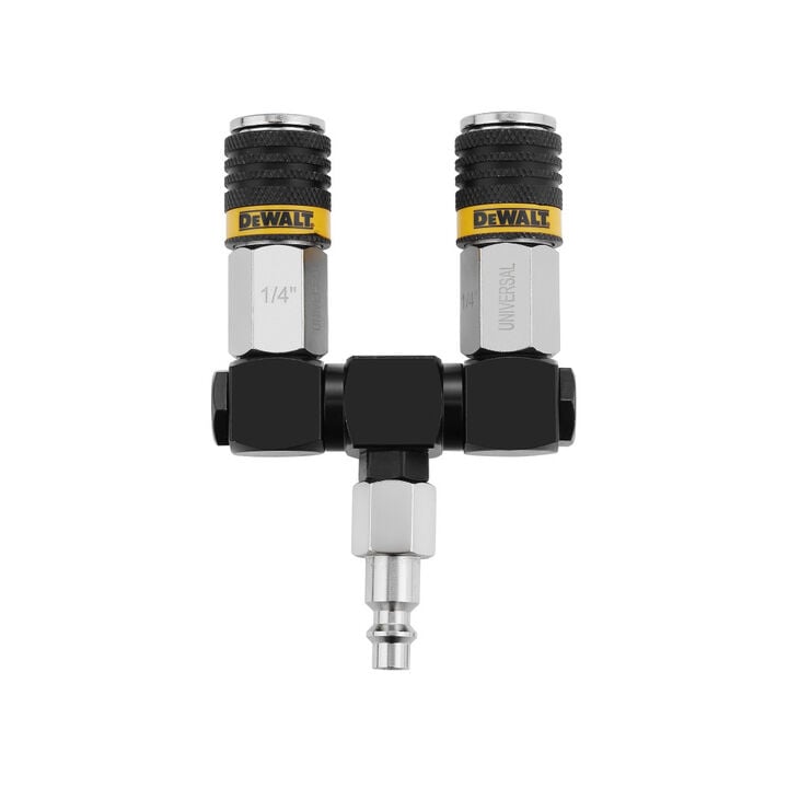 DEWALT 2-Way 360 Degree Swivel Hose Splitter, 1/4 Inch NPT