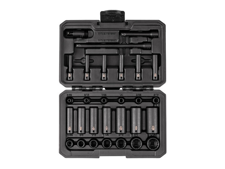 Tekton 1/4 Inch 12 Point Impact Socket Set Case, 29 Pieces (5/32-11/16 Inch), large image number 1