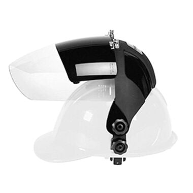 Sellstrom Single Crown Safety Face Shield with Universal Hard Hat Slot Adapter Anti-Fog Coating Clear Lens Black