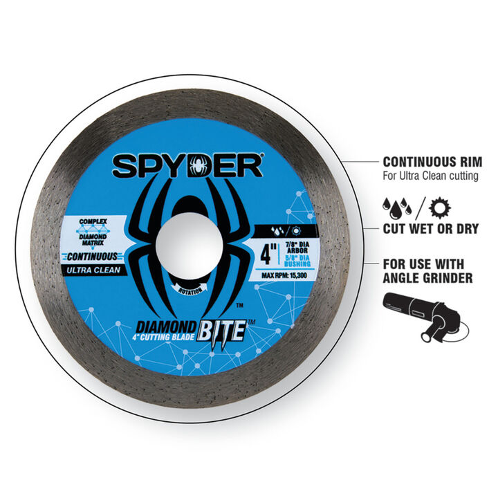 Spyder 4 Inch Wet/Dry Continuous Rim Diamond Blade for Angle Grinders, large image number 3