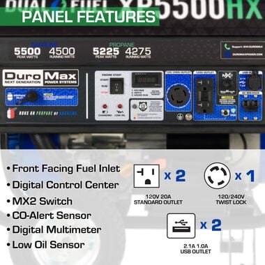 Duromax Generator Dual Fuel Gas Propane Portable with CO Alert 5500 Watt, large image number 5
