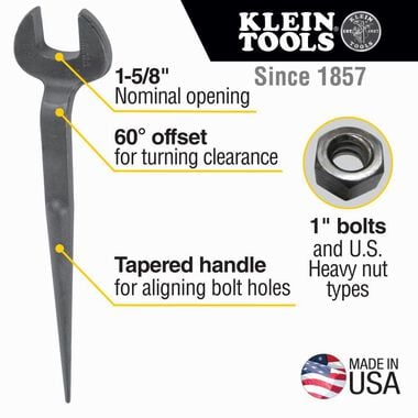Klein Tools Spud Wrench 1-5/8in Heavy Nut, large image number 1