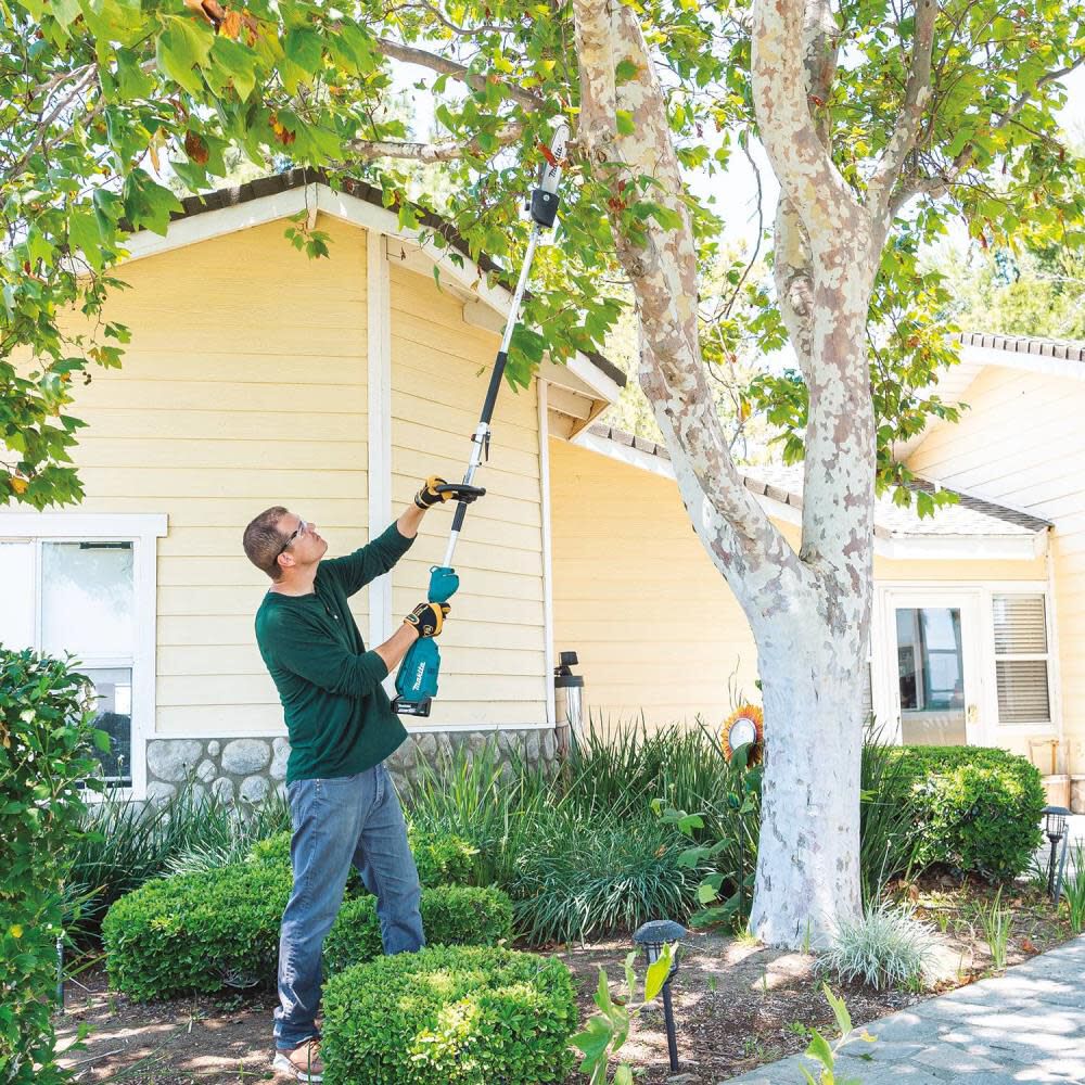 Makita 18V LXT Lithium Ion Brushless Cordless Couple Shaft Power Head Kit With 13in String Trimmer 10in Pole Saw Attachments 4.0Ah XUX02SM1X4 Acme Tools