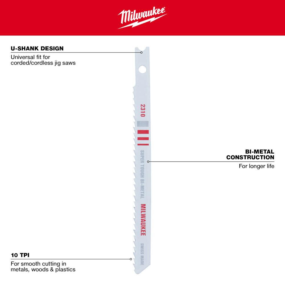 Milwaukee Jig Saw Blade Bi-Metal 10 Teeth Per Inch 4-1/8 in. Length, large image number 4
