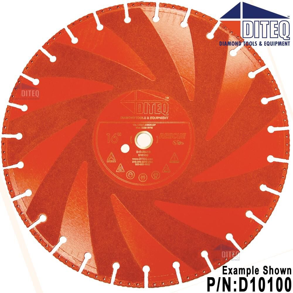 Diteq D-23 Rescue 16 Inch Premium Segmented Rim Diamond Blade for Metal and Ductile Iron Pipe – D10100