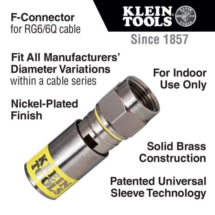 Klein Tools F Compression Connector RG6/6Q Pk10, large image number 1
