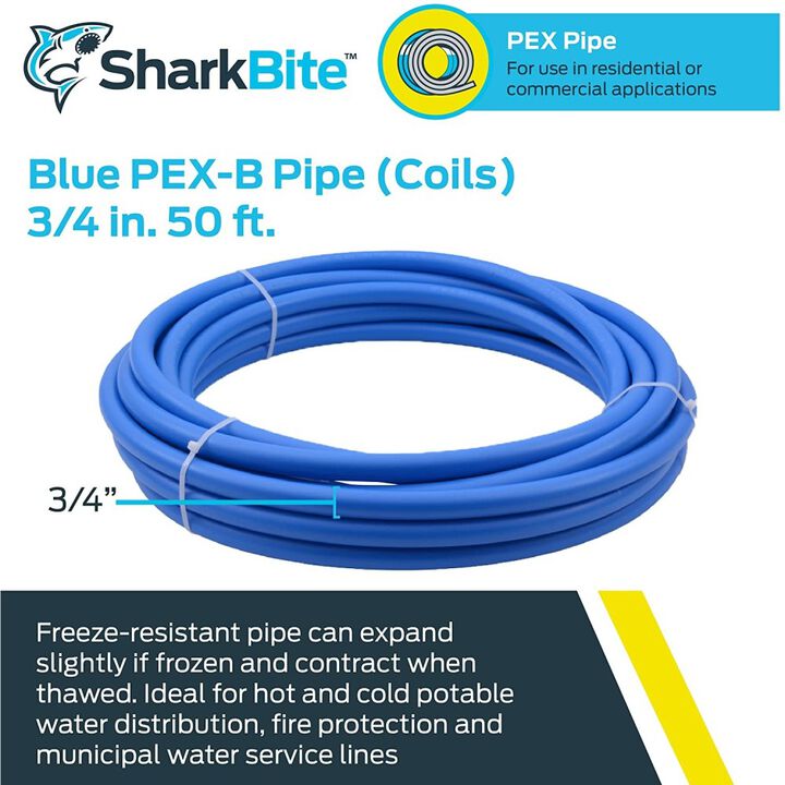 Sharkbite 3/4in x 50' Blue Polyethylene PEX Coil Tubing, large image number 1