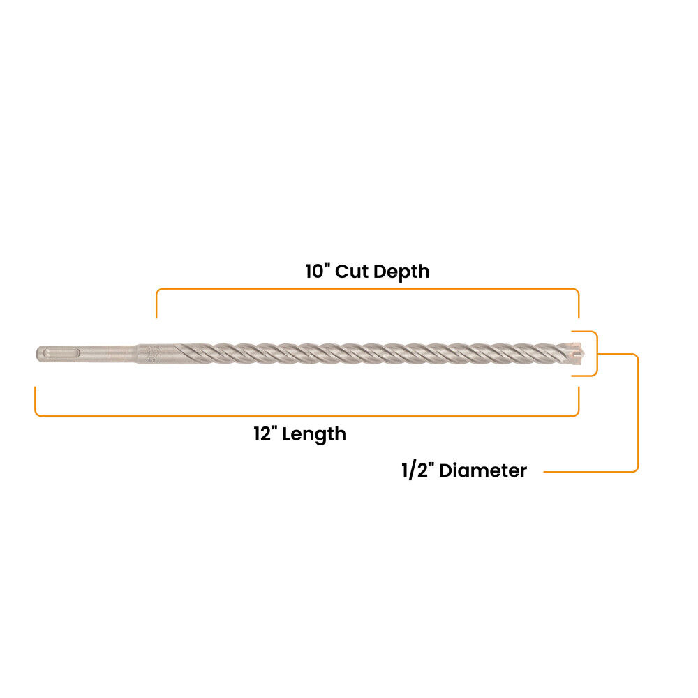 Spyder 1/2 Inch x 12 Inch SDS-Plus 4-Cutter Carbide-Tip Hammer Drill Bit, large image number 7