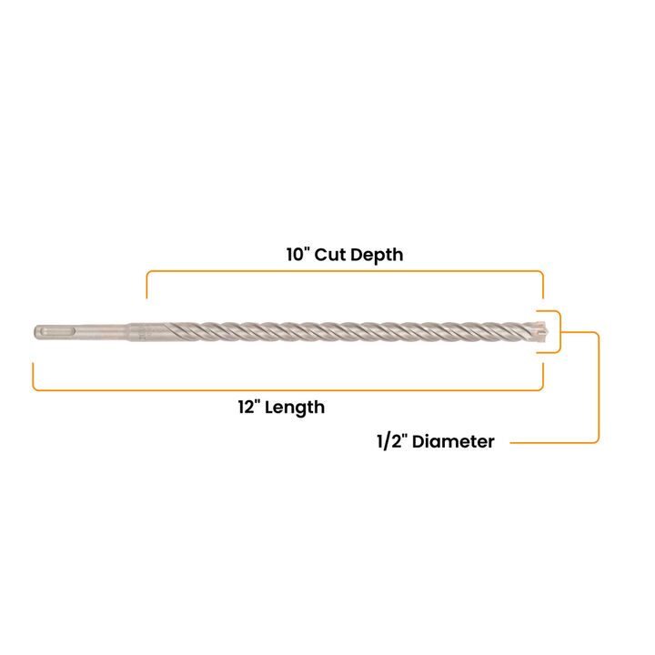 Spyder 1/2 Inch x 12 Inch SDS-Plus 4-Cutter Carbide-Tip Hammer Drill Bit, large image number 6