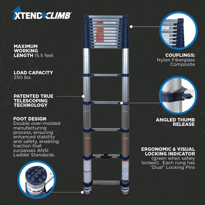 Xtend and Climb Pro Series 15.5' Telescoping Ladder, large image number 1
