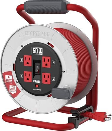 CRAFTSMAN 50 Foot Retractable Extension Cord Reel with 4 Outlets