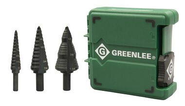 Greenlee Step Bit Set #1 4 9 Sizes: 1/2in 7/8in 1-1/8in