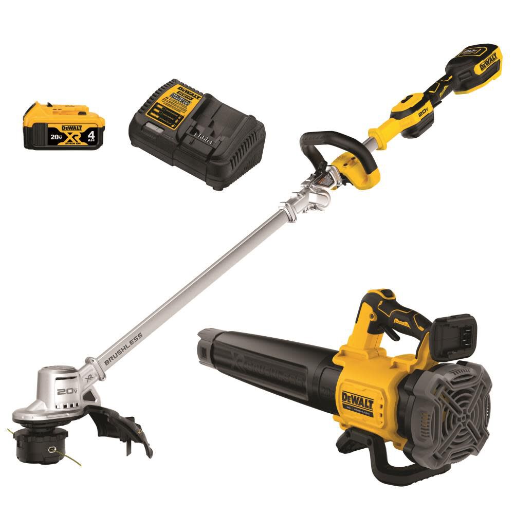 DEWALT 20V MAX XR Brushless 14 in. Cordless Folding String Trimmer and Handheld Blower Combo Kit – DCKO222M1