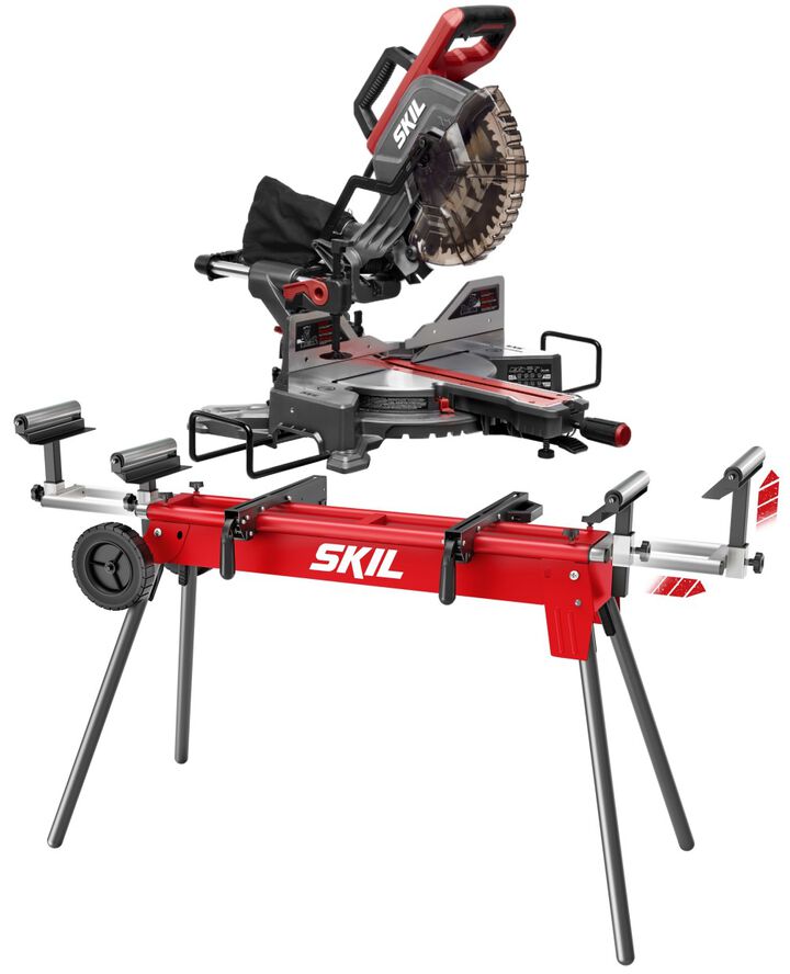SKIL 10 Inch Dual Bevel Sliding Miter Saw & Portable Miter Saw Stand Bundle