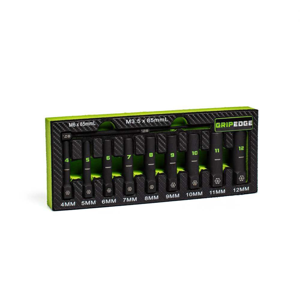 GripEdge Tools Rounding Prevention Technology 1/4 Inch Drive Metric Deep Socket Extractor Set 9 Pieces, large image number 2
