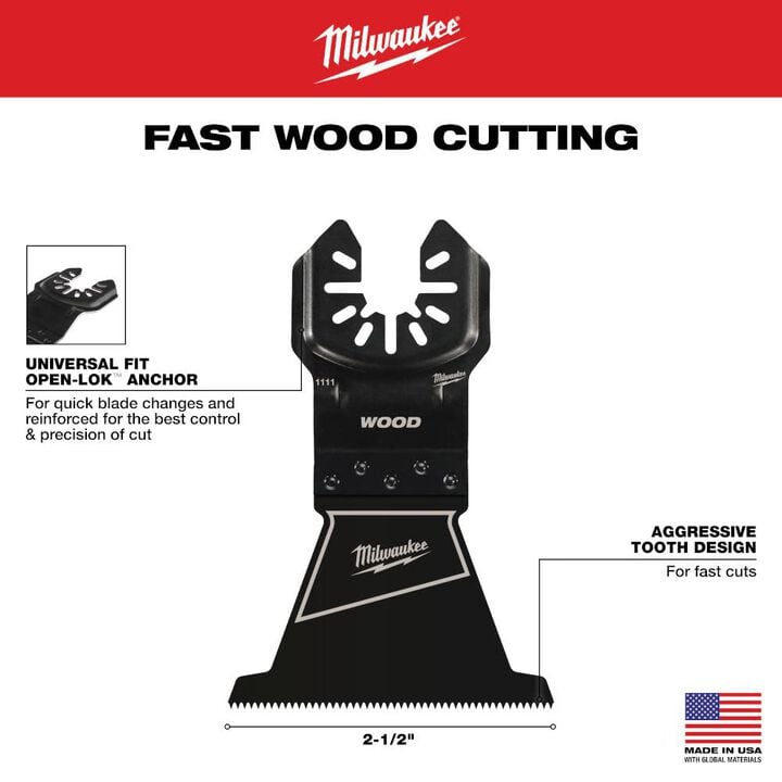 Milwaukee OPEN-LOK 2-1/2inch HCS WOOD BLADE 1PK, large image number 3