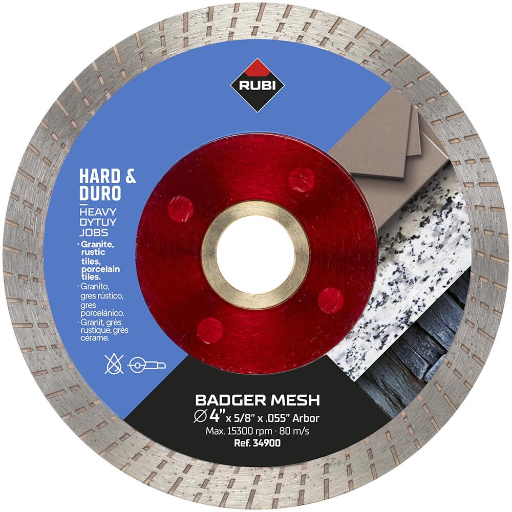 Rubi Tools 4 Inch Badger Mesh Turbo Rim Diamond Blade for Granite and Porcelain – 34900
