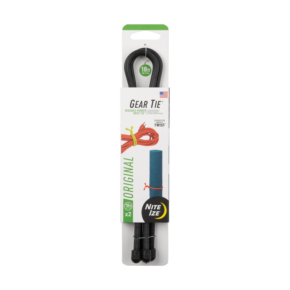 Nite Ize Gear Tie Reusable Rubber Twist Tie 18in 2pk Black, large image number 1