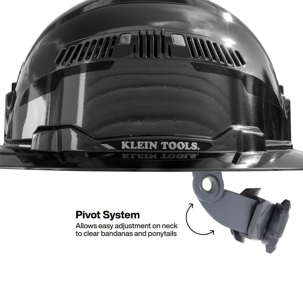 Klein Tools Class C Hard Hat REFLEKTOR Black Chrome Vented Full Brim with Headlamp, large image number 6