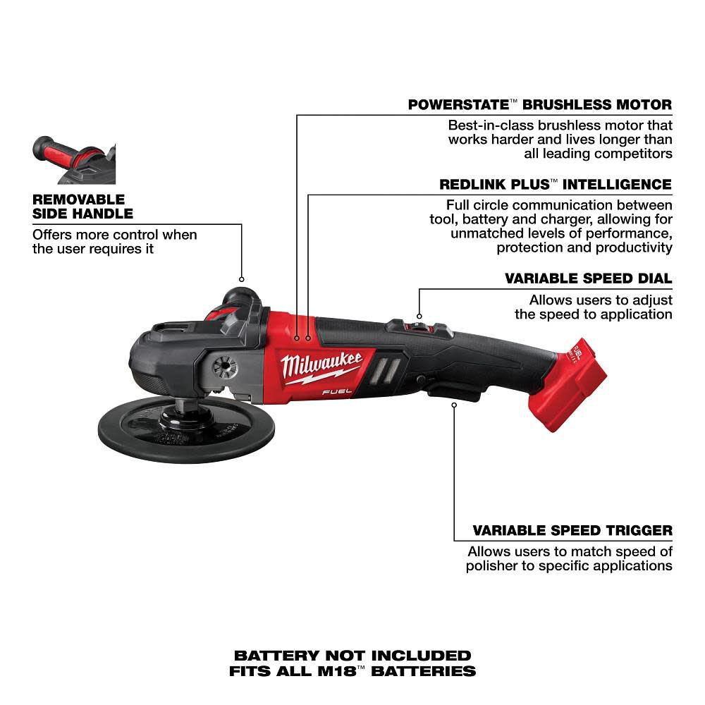 Milwaukee M18 Fuel 7 Variable Speed Polisher Bare Tool 2738 20 Sansujyuku sansujyuku.com
