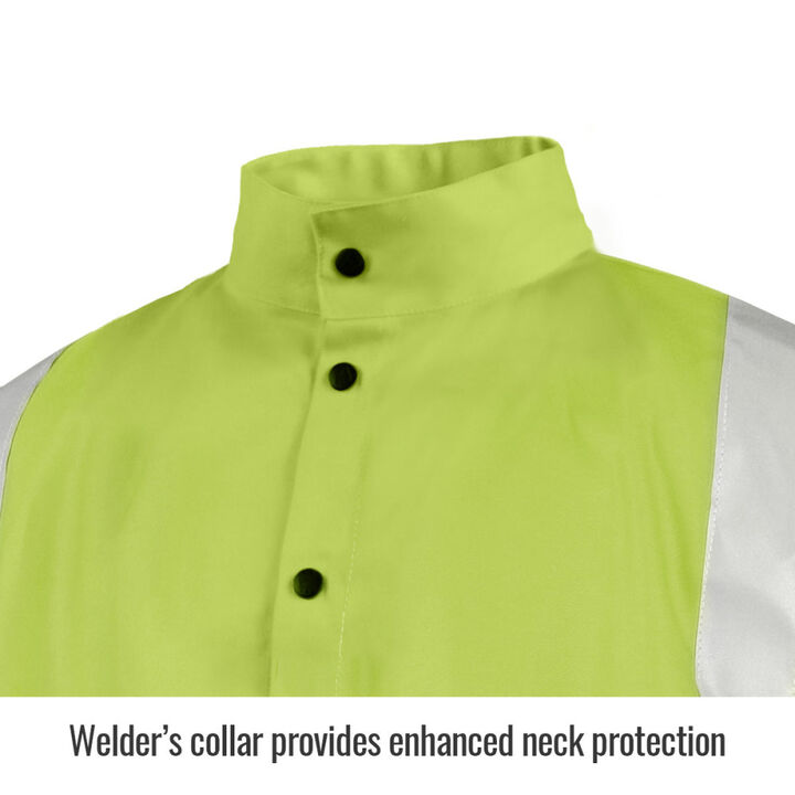 Black Stallion Welding Jacket 9oz Lime Green FR Cotton 4X, large image number 2
