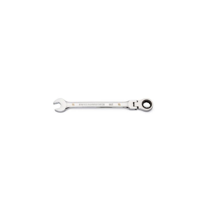 GEARWRENCH 15mm 90T 12 Point Flex Head Ratcheting Combination Wrench, large image number 0