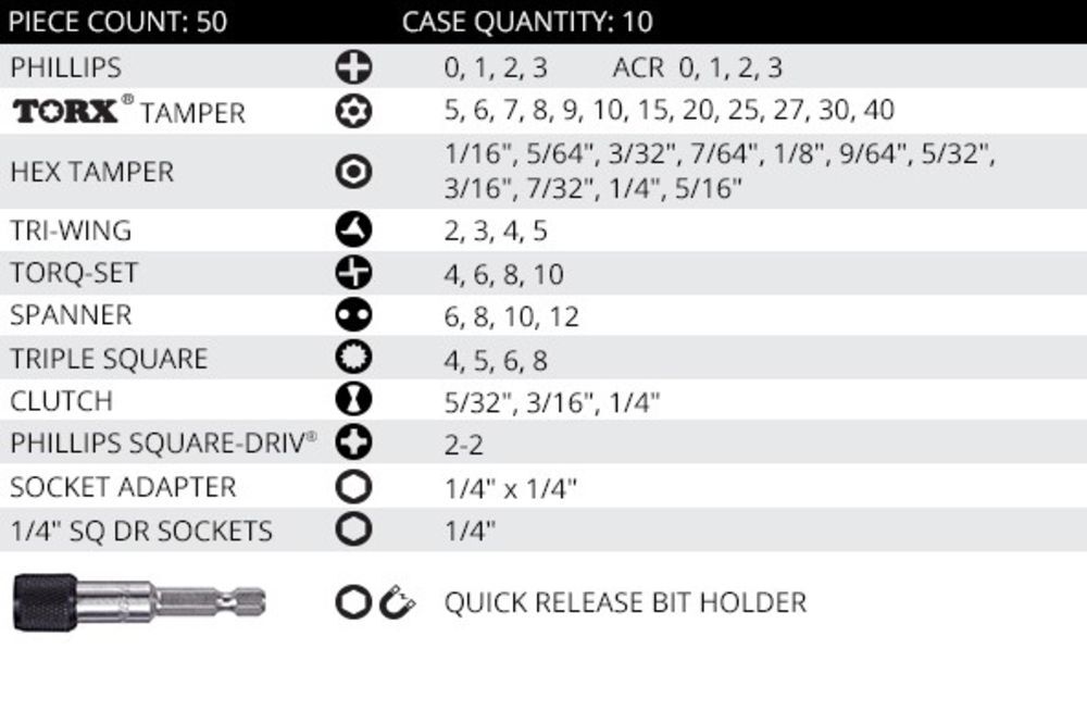 Vega 50pc Driver Bit Set (Tamper), large image number 3