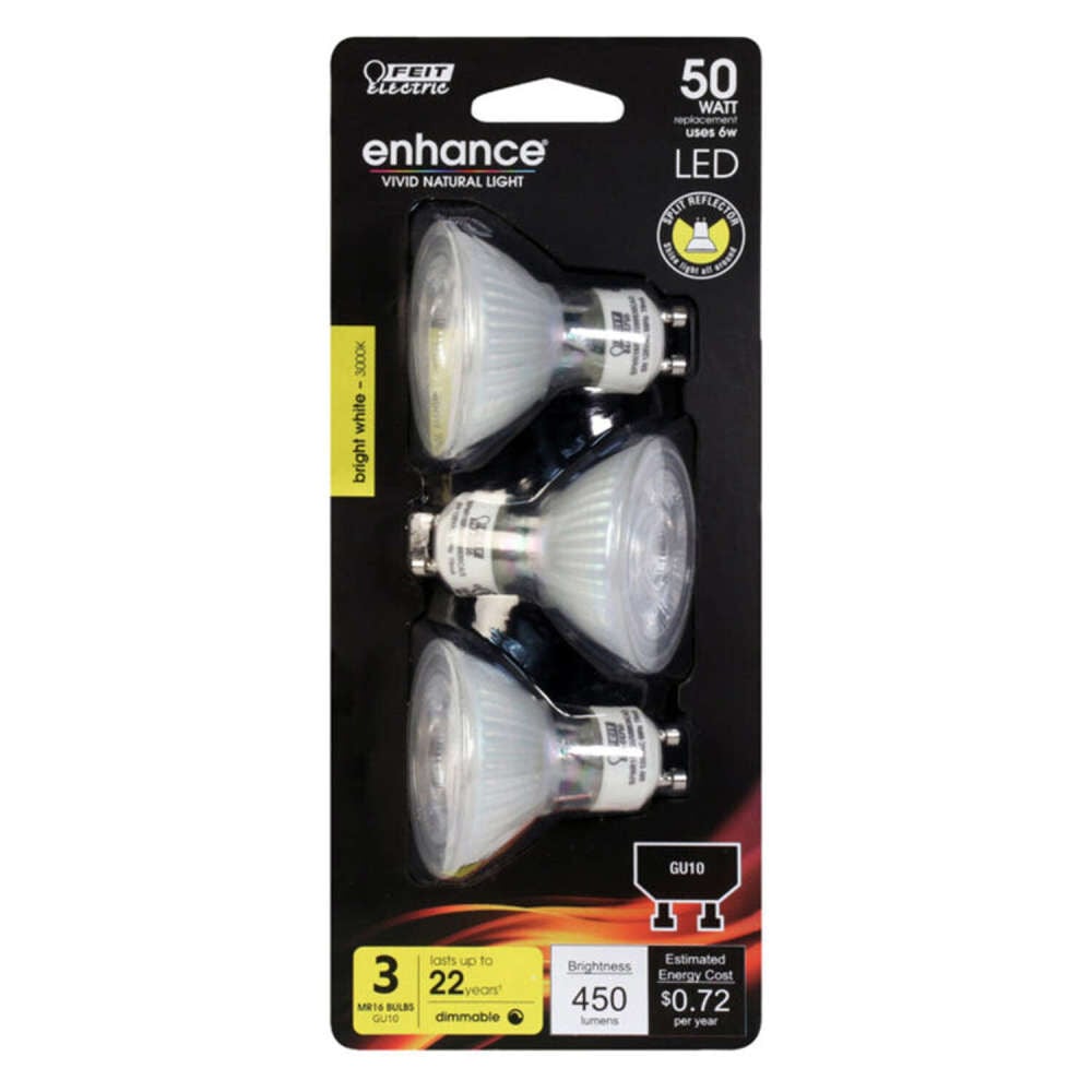 Feit Electric 50W MR16 GU10 Bright White LED Bulb 3pk, large image number 2