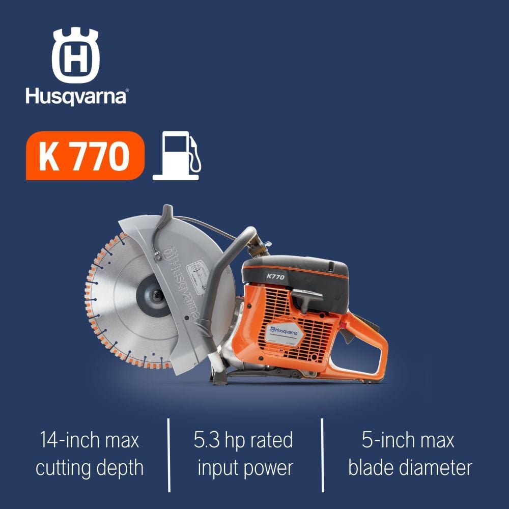 Husqvarna Construction K770 14 Inch Handheld Gas Power Cutter Body Only, large image number 3