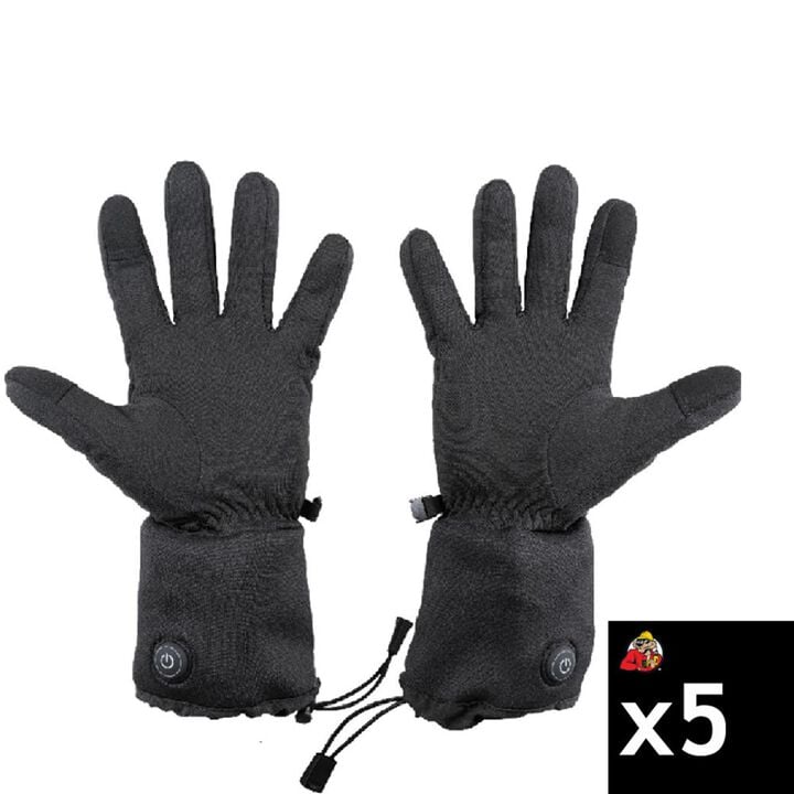 Klein Tools Rechargeable Heated Work Glove Liners with Knit Dipped Gloves, Large 5 Piece Bundle