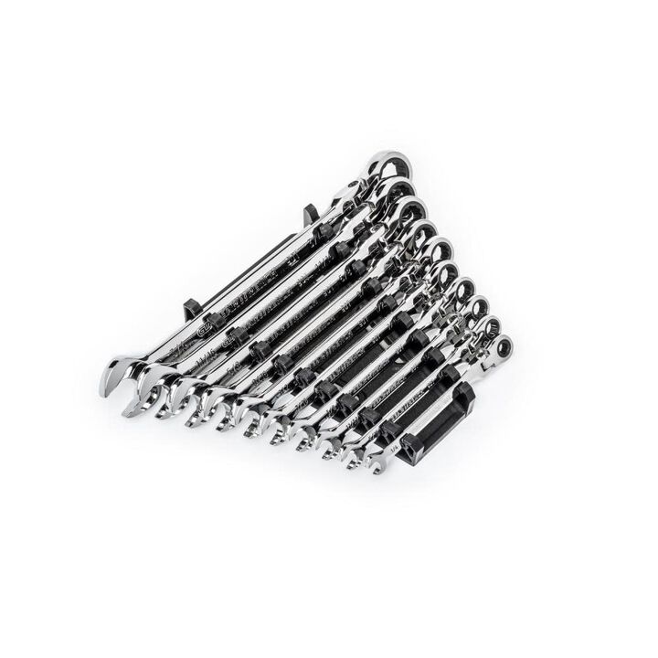 GEARWRENCH 10 Pc. 90T 12 Point Flex Head Ratcheting Combination SAE Wrench Set, large image number 10