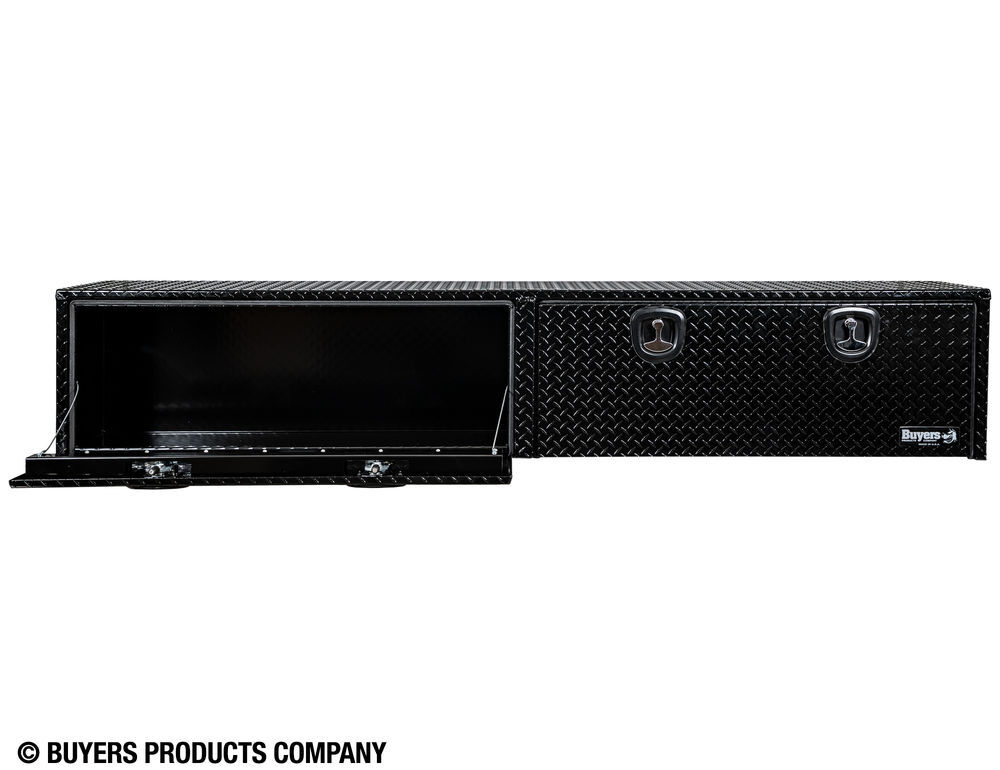 Buyers Products Company 18x16x96 Inch Gloss Black Diamond Tread Aluminum Topsider Truck Box, large image number 7