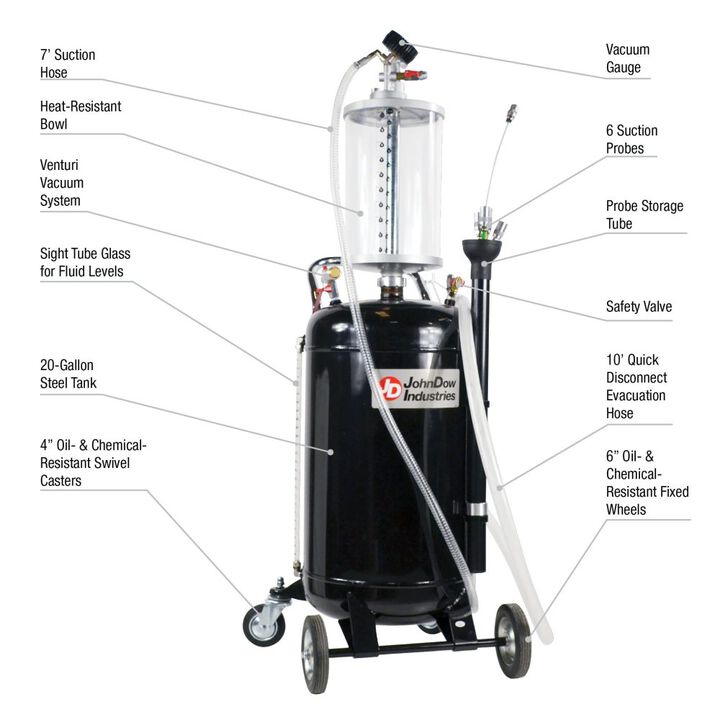 Johndow 20 Gallon Steel Fluid Evacuator, large image number 1