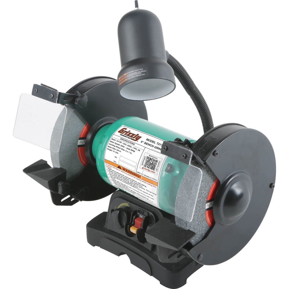 Grizzly Industrial 8 Inch Variable-Speed Bench Grinder with Light, large image number 1