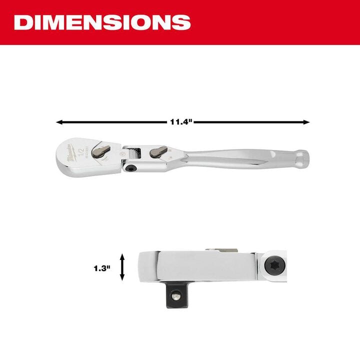 Milwaukee 1/2inch Drive 11inch Flex Head Ratchet, large image number 4