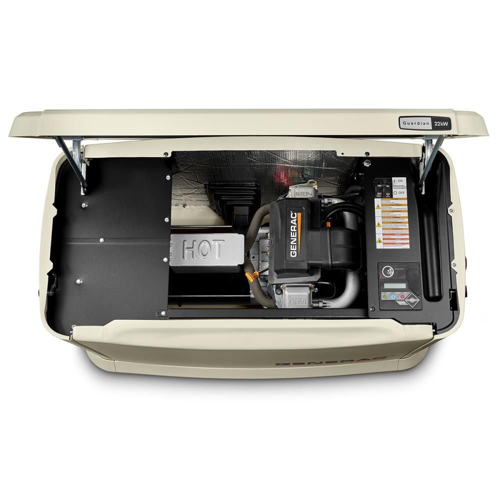 Generac Guardian Series 22,000 Watt (22kw) Dual Fuel 50-State Air-Cooled Home Standby Generator with 200-Amp Whole Home Transfer Switch, large image number 3