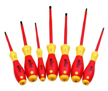 Wiha Insulated SoftFinish Slotted & Phillips & Square Screwdriver Set 7 Piece