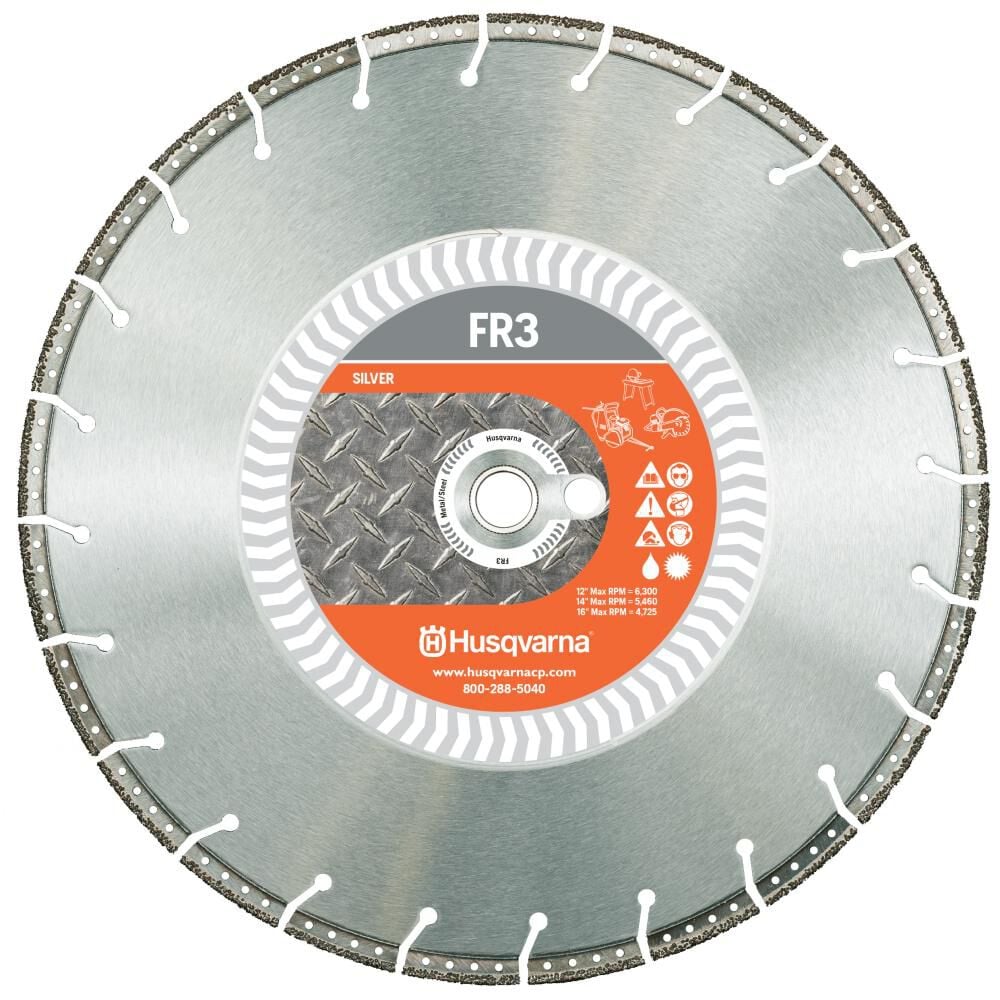 Husqvarna Construction FR3 14 Inch Silver Segmented Rim Diamond Blade for Rescue Cuts in Metal – 542777184