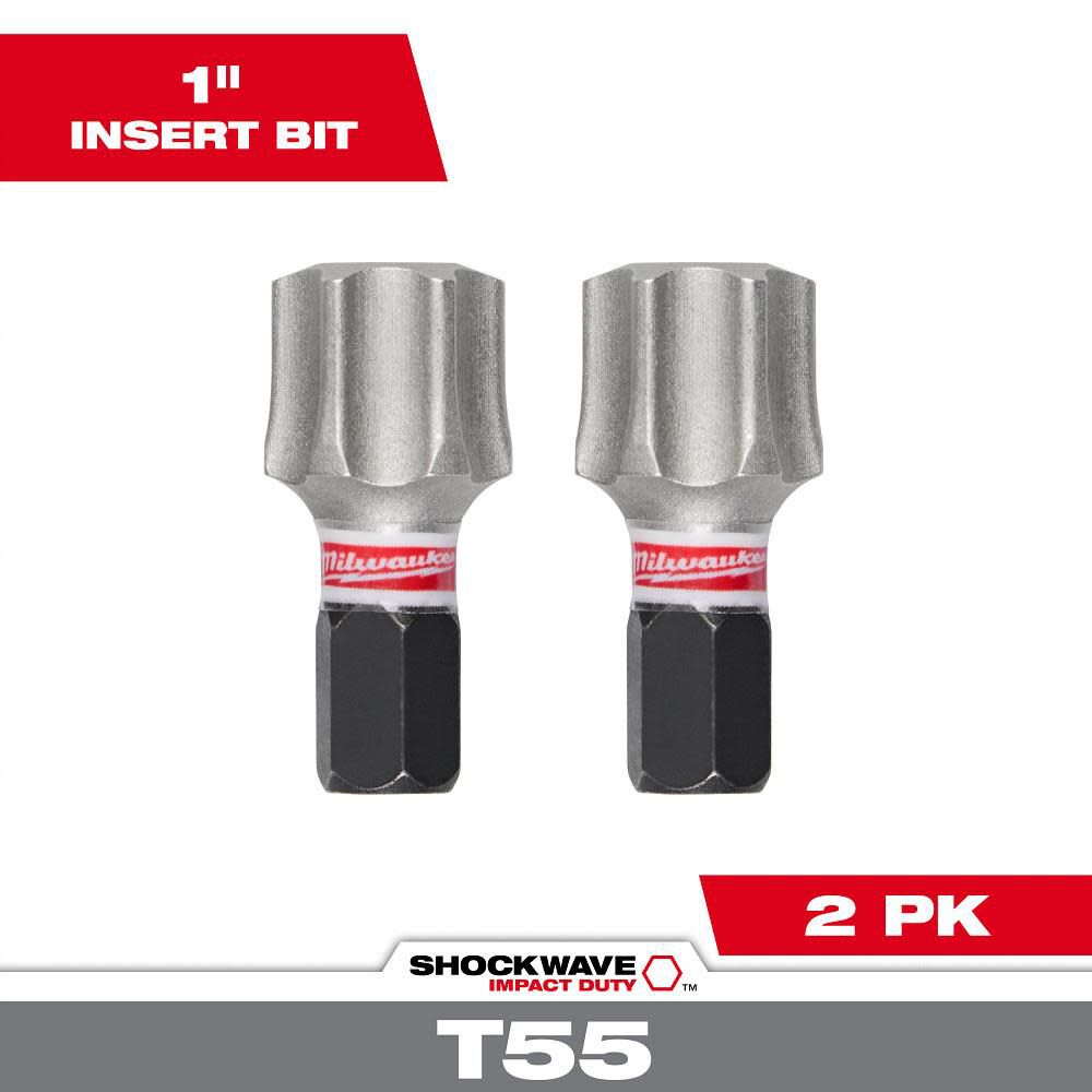 Milwaukee SHOCKWAVE Impact Duty 1" T55 Insert Bits 2Pk, large image number 1