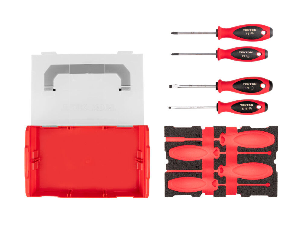 Tekton Phillips and Slotted Screwdriver Set, Stacking #1-#2, 3/16-1/4, 4 Pieces, large image number 4