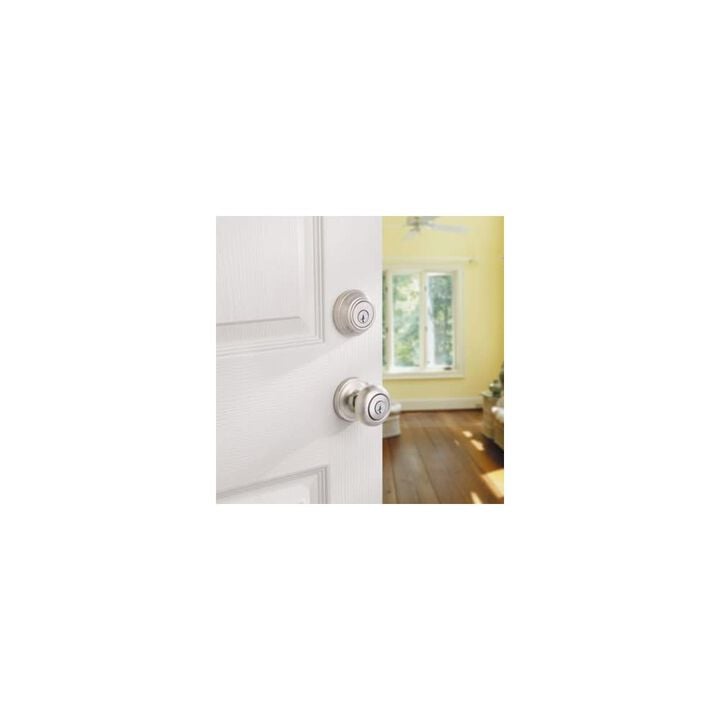 Kwikset Satin Nickel Juno Door Knob & Single Cylinder Deadbolt Set, large image number 3