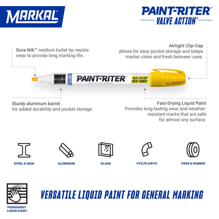 Markal Paint-Riter Valve Action 1/8 Inch Tip Liquid Paint Marker, large image number 1